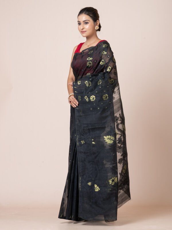 Noir Blossom Premium Jamdani Saree - Image 3