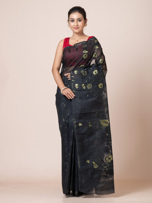 Noir Blossom Premium Jamdani Saree - Image 2